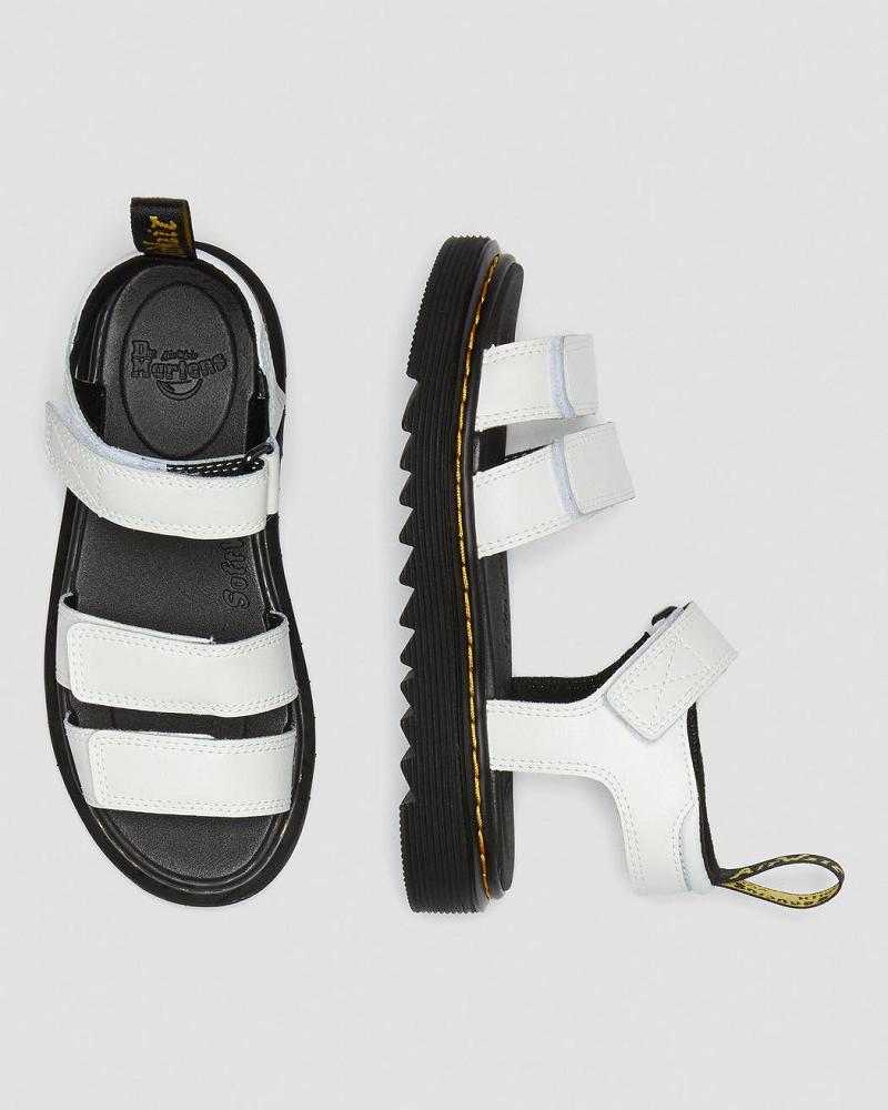 Kids' Dr Martens Junior Klaire Leather Strap Sandals White | AU 720XYU